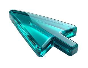 Digital Direction: A sleek, transparent, teal-colored cursor points the way forward, symbolizing navigation, and digital direction. Capturing the essence of online interactivity.