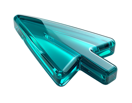 Digital Direction: A sleek, transparent, teal-colored cursor points the way forward, symbolizing navigation, and digital direction. Capturing the essence of online interactivity.