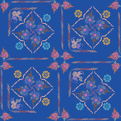 Laithai vintage ornament batik, Line thai traditional Thai style pattern vector, Thai applied fabric pattern , suitable for international design. Thai pattern minimal.