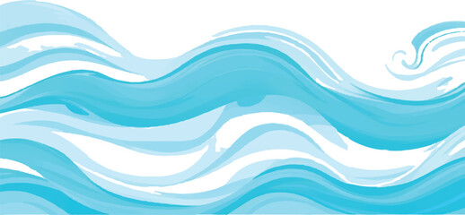 Abstract blue watercolor waves background flowing vector illustration for summer designs isolated on white