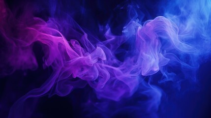 Vibrant purple and blue smoke swirls in dark atmosphere