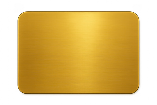 Golden brushed metal plaque with rounded corners