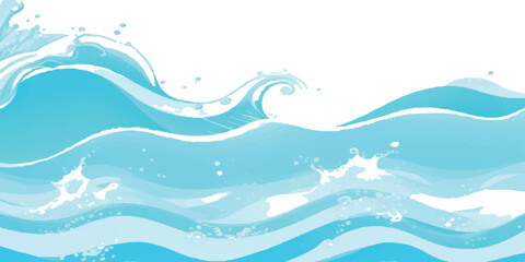 Stylized blue ocean waves illustration vector water background with sea foam perfect for summer designs and nautical themes