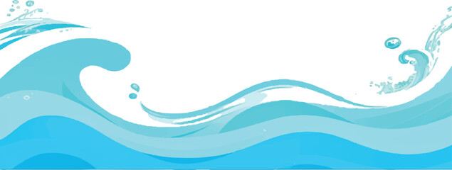 Stylized blue water wave illustration vector design with splashes and bubbles perfect for backgrounds and design elements