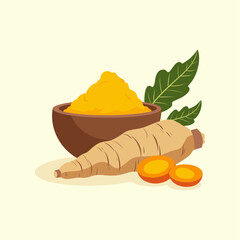 Fresh Parsnip Root Vegetable with Powder and Green Leaves