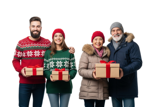 group of people with christmas presents