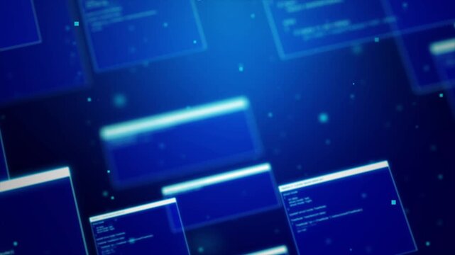 4K digital background showing dynamic code panels floating in blue cyberspace, symbolizing artificial intelligence systems analyzing complex data in real time - Powered by Adobe