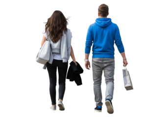 people Walking Away with Shopping Bags Rear View