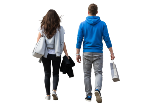 people Walking Away with Shopping Bags Rear View