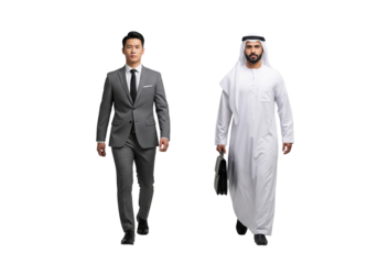 Global Businessman walking on street, people walking cutout collection