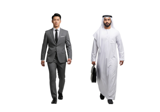 Global Businessman walking on street, people walking cutout collection