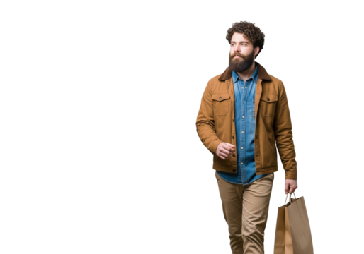 Man Walking with Shopping Bag