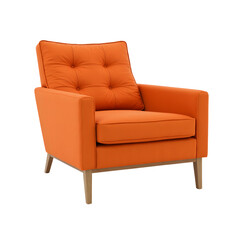 Modern Orange Armchair Design with transparent background
