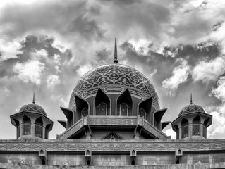 Malaysia Putrajaya dramatic sky dome up BW