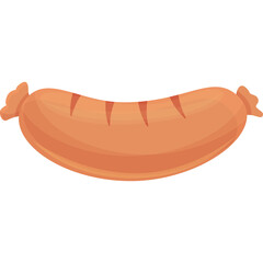 A Single Boiled Sausage With Grill Marks On A Transparent Background