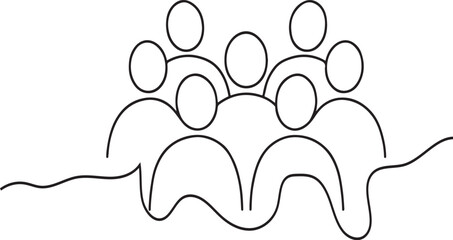 Group of People Continuous Line Drawing. Vector illustration.