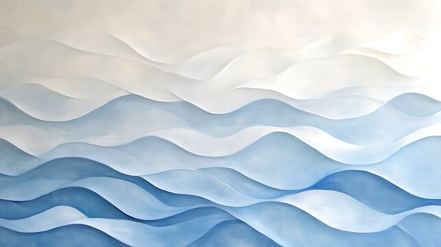 Abstract, wavy patterns resembling flowing water with soft pastel blues and whites, giving a fluid, organic vibe 
