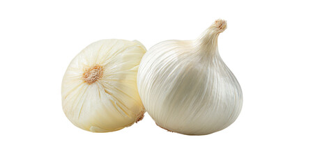 Two whole, fresh garlic bulbs, close-up