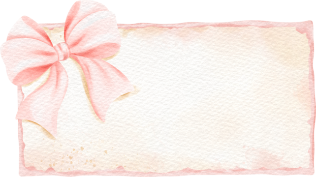 Watercolor Vintage Paper with Pink Ribbon