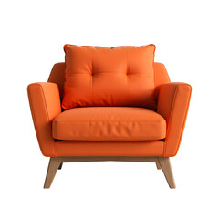 Modern Orange Armchair Design with transparent background