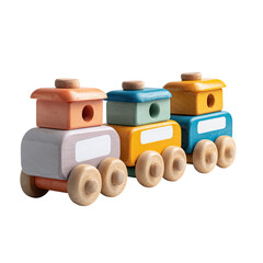 Stacked wooden train toy in pastel colors