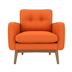 Modern Orange Armchair Design with transparent background