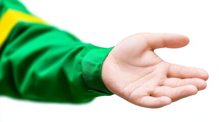 Person wearing vibrant green jacket securely holding mysterious white object captivating outdoor scene emphasizing focus on subject and interaction.