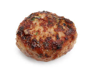 One roasted meat patty isolated on white