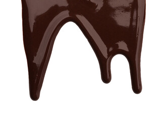 Flowing tasty melted chocolate on white background