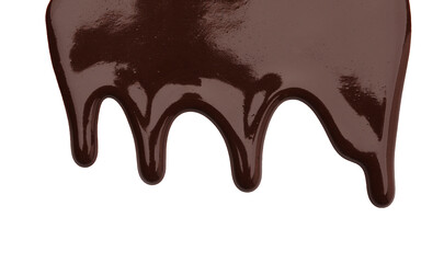 Flowing tasty melted chocolate on white background