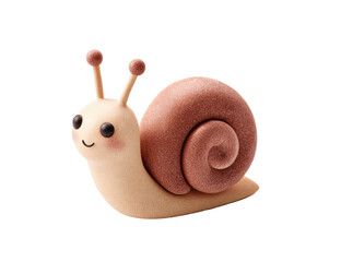 Cute cartoon snail, light beige body, brown shell