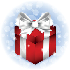 Gift with ribbon and bow isolated on the white background, clipping path included.