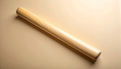 Wooden baseball bat on beige surface with diagonal placement