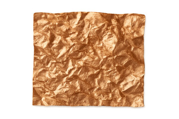 Fototapeta premium Crumpled copper foil texture background on transparent