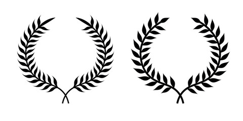 Set of circular laurel wreath. Emblem floral Greek branch of oak leaves, eucalyptus leaf, Wheat, winner award, champion medal, swirls, twigs and flower ornaments vector	