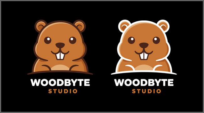 Animated brown beaver logo Woodbyte Studio