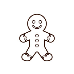 Gingerbread Man Outline for Christmas Holiday Decoration.