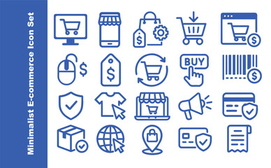 E-commerce Line Icon Set. Shopping, Delivery, Payment, Customer Service, Retail, Online Store, and Marketing Symbols. Editable Stroke Vector Collection.