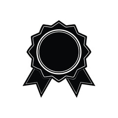 Black Silhouette Award Ribbon With Circle And Ribbons On White Background rosette medal