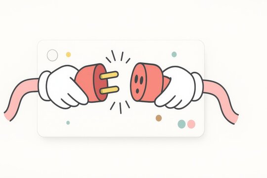 Unplugged Plug and Socket &ndash; Connection Lost Cartoon