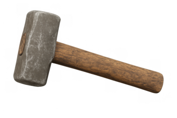 Sledgehammer for demolition, construction, and heavy work, showing a striking tool with steel head and wooden handle