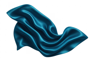 Teal silk fabric flowing with elegant smooth drapery