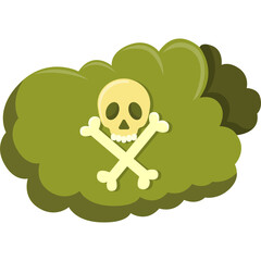 Cartoon Skull And Crossbones Symbol Emitting Toxic Green Cloud On Transparent Background Illustration