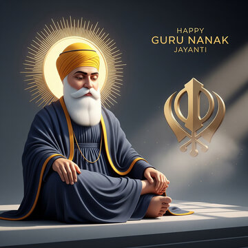 Guru Nanak Jayanti Celebration Illustration | Spiritual Sikh Festival Poster Design