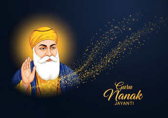 Guru Nanak Jayanti Celebration Illustration | Spiritual Sikh Festival Poster Design