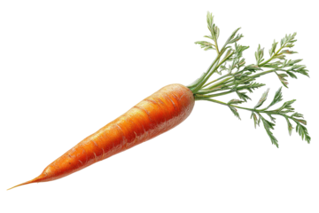 Single orange carrot with green leaves (1)
