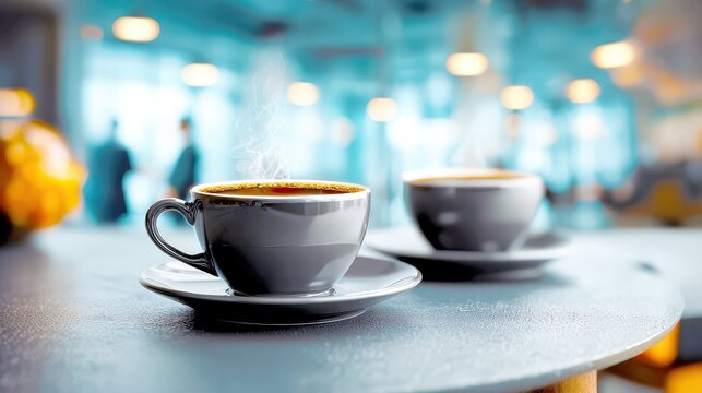 In a modern coworking cafe. Freelance and remote work concept.