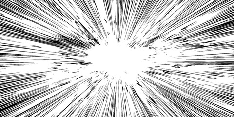 Fototapeta premium Dynamic black and white manga burst background for comic design and animation projects