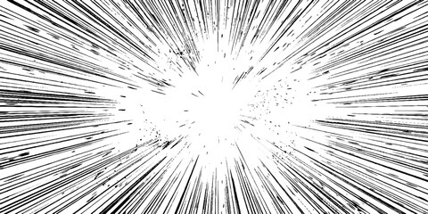 Dynamic black and white manga burst background for graphic design and comic layouts
