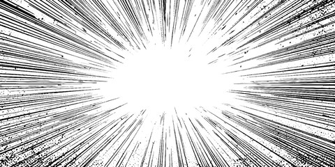 Obraz premium Dynamic explosion burst with radial speed lines for comic art and animation design